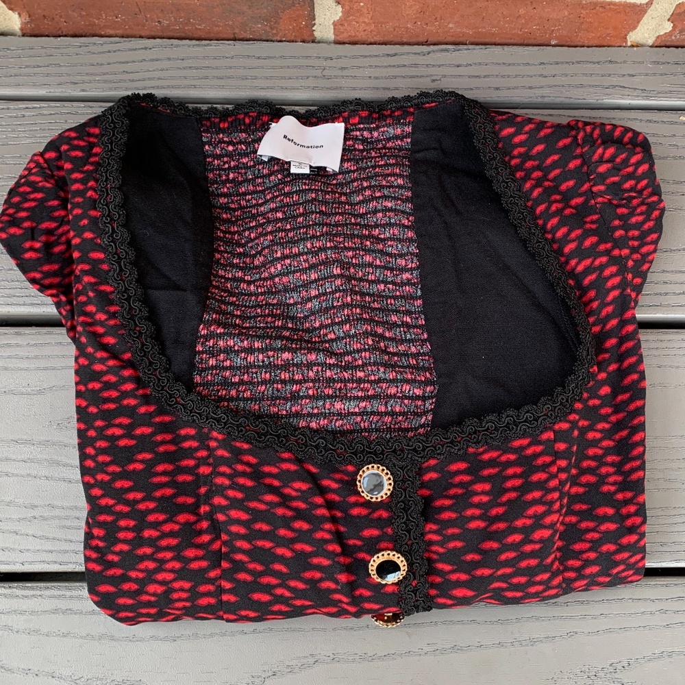 Reformation Red and Black Blouse